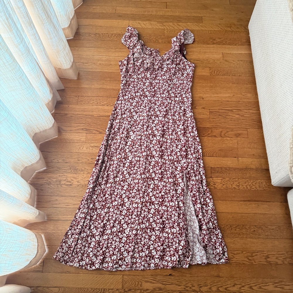 Madewell Burgundy Floral Maxi Dress